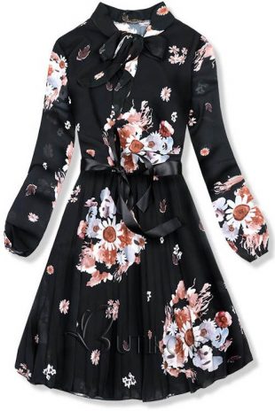 Könnyű fekete virágos ruha Ivy