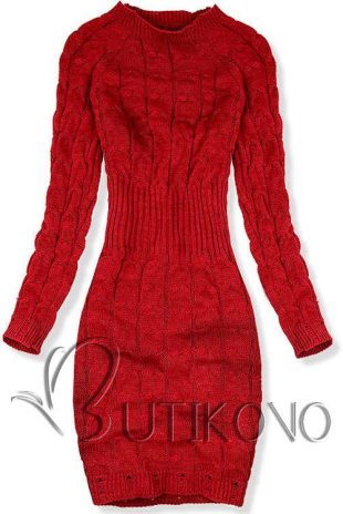 Piros kötött pulóver ruha