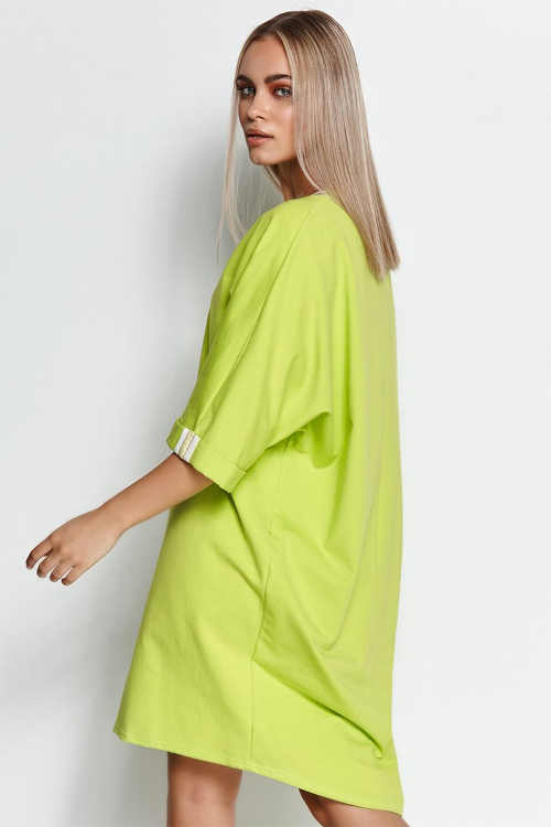 Női pulóveres ruha lime színben