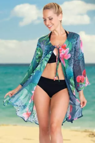 Női strandruha modern virágos mintával