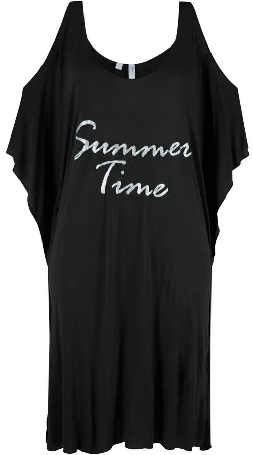 Fekete strandruha Summer time felirattal