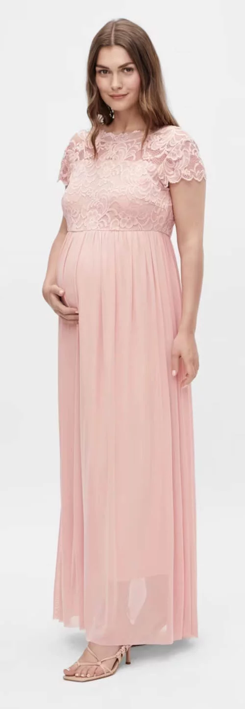Rózsaszín hosszú esküvői ruha terhes nőknek