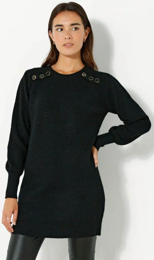 Fekete női pulóver ruha leggingsszel